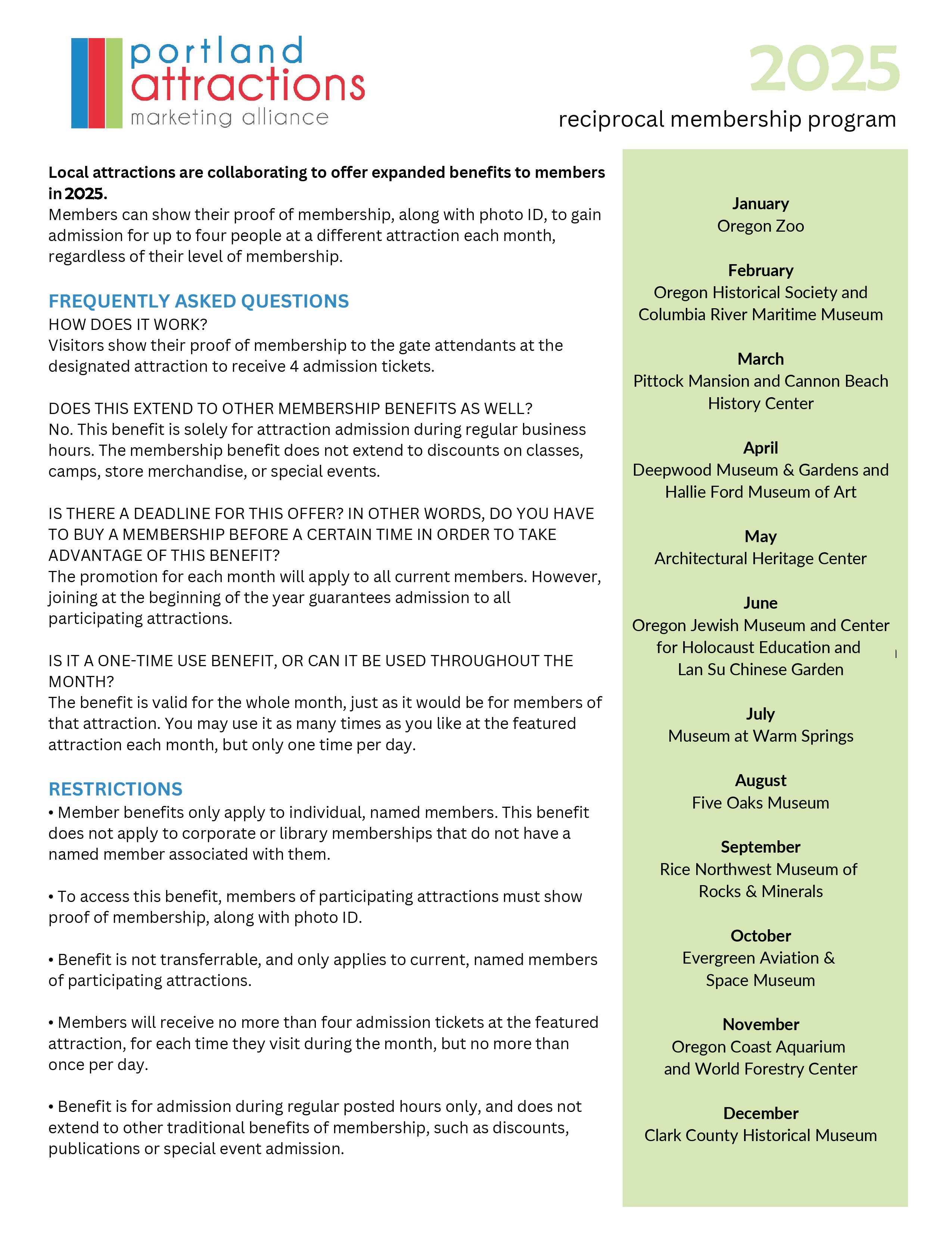 Flyer showing 2024 PAMA Reciprocal Membership benefits