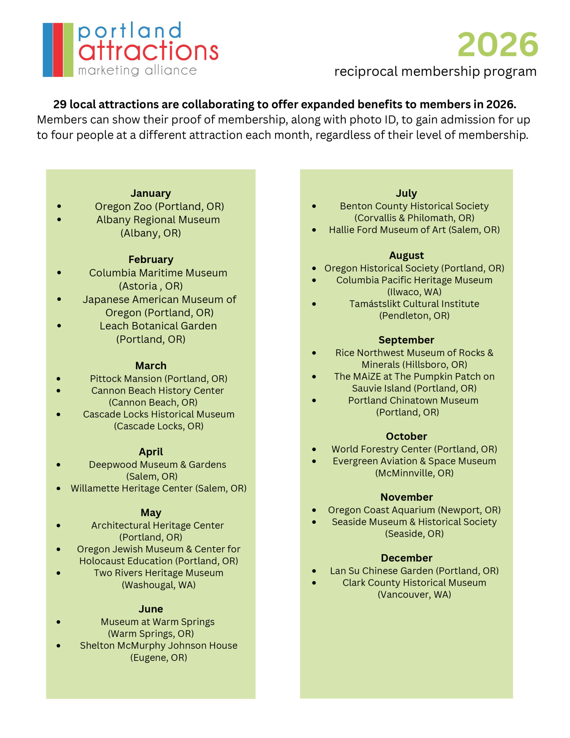 Flyer showing 2024 PAMA Reciprocal Membership benefits